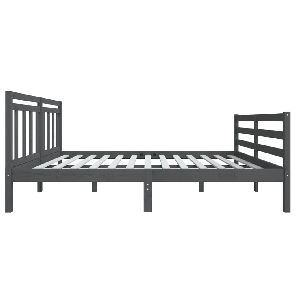 vidaXL Bed Frame without Mattress Grey Solid Wood 140x190 cm (810412+814096)