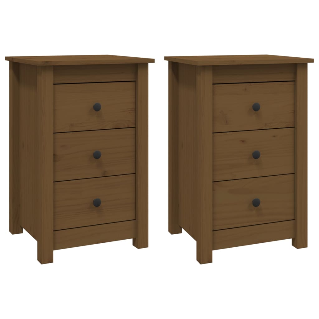 vidaXL Bedside Cabinets 2 pcs Honey Brown 40x35x61.5 cm Solid Wood Pine