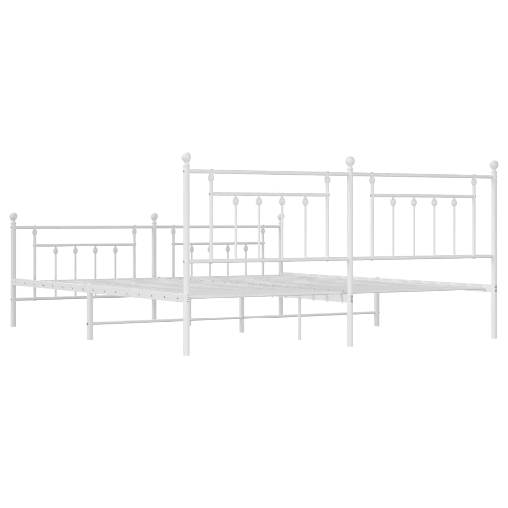 vidaXL Metal Bed Frame without Mattress with Footboard White 193x203 cm