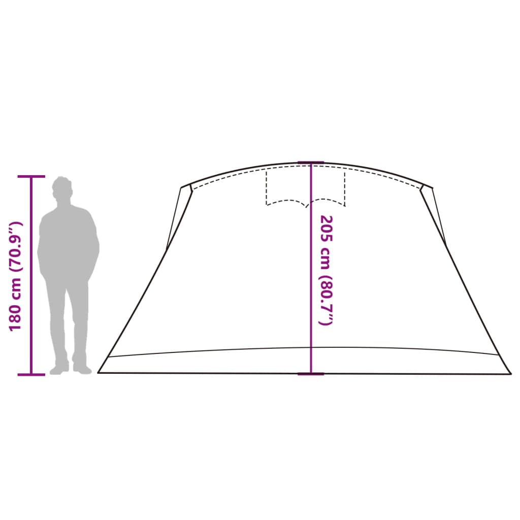 vidaXL Family Tent Tunnel 10-Person Grey and Orange Waterproof