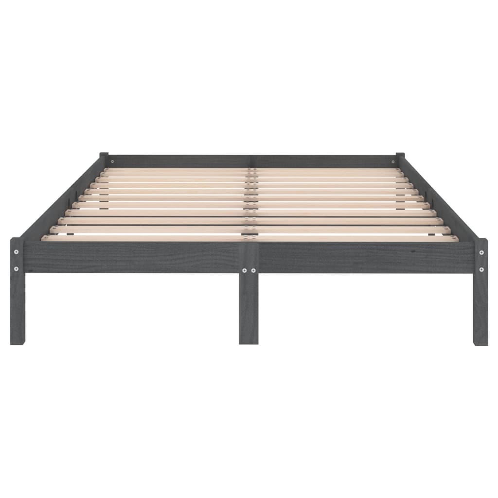 vidaXL Bed Frame without Mattress Grey Solid Wood Double