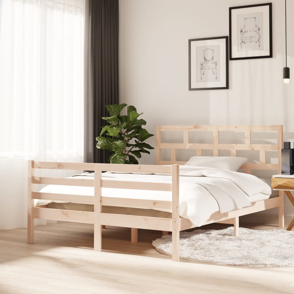 vidaXL Bed Frame without Mattress Solid Wood 140x200 cm (810430+814194)