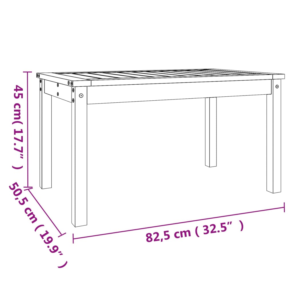 vidaXL Garden Table Honey Brown 82.5x50.5x45 cm Solid Wood Pine