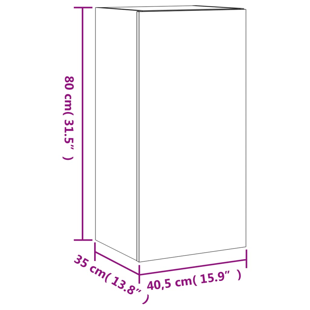 vidaXL TV Wall Cabinet with LED Lights Brown Oak 40.5x35x80 cm