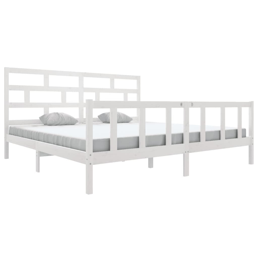 vidaXL Bed Frame without Mattress White Solid Wood 200x200 cm (810103+814215)