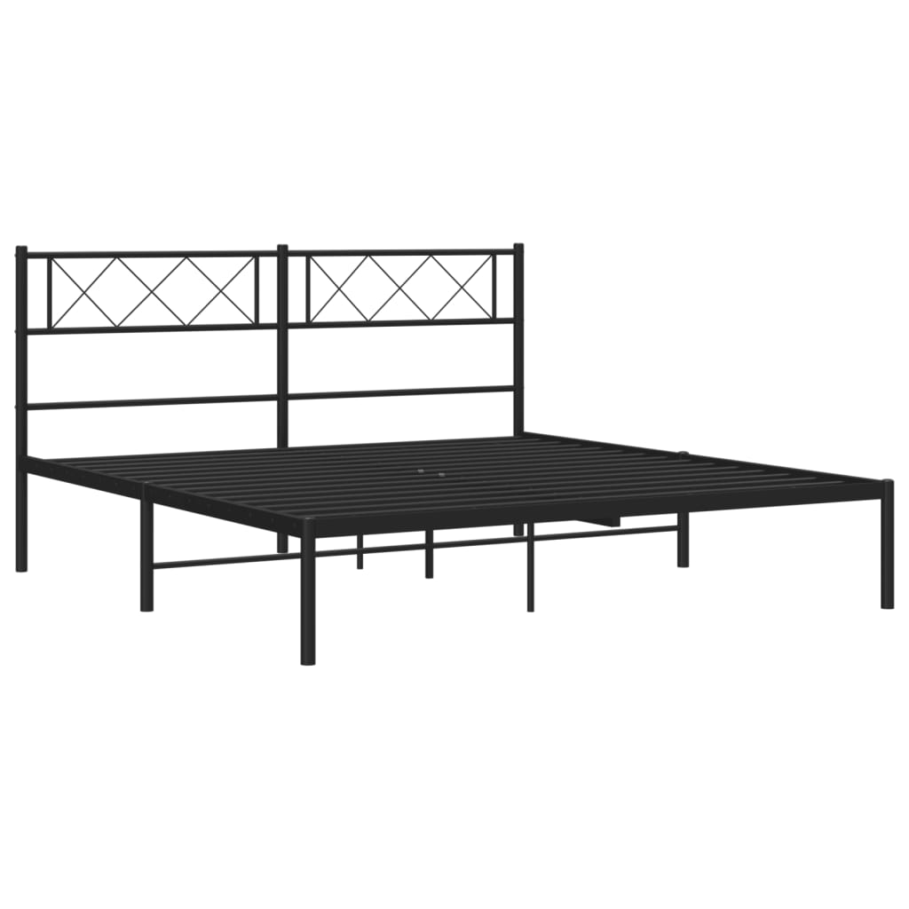 vidaXL Metal Bed Frame without Mattress with Headboard Black 120x190 cm Small Double