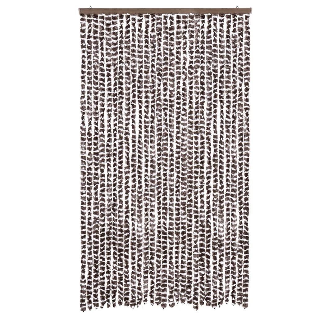 vidaXL Fly Curtain Brown and White 118x220 cm Chenille