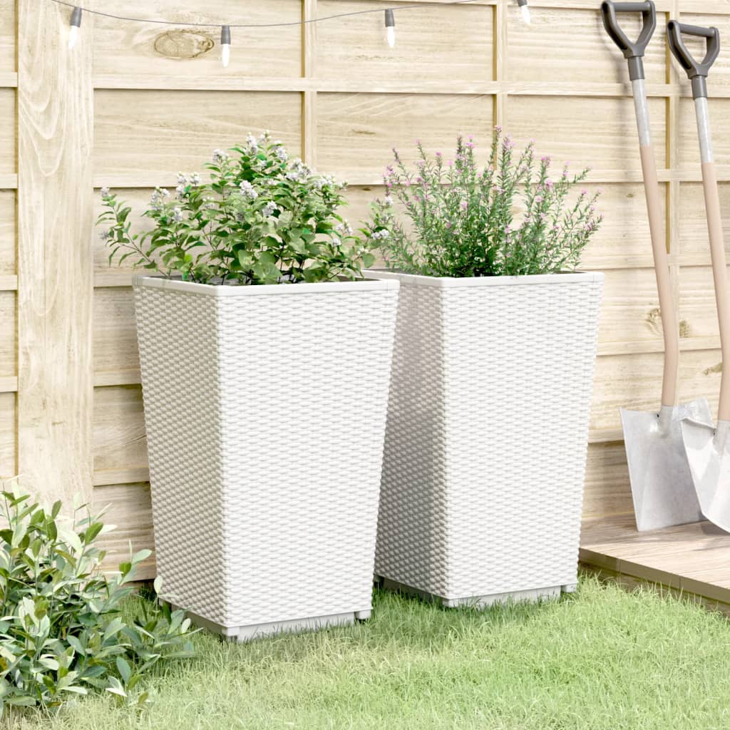 vidaXL Garden Planters 2 pcs White 32.5x32.5x57 cm PP