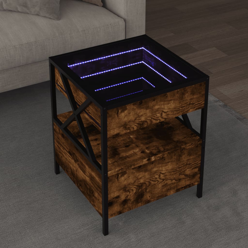 vidaXL Coffee Table with Infinity LED Smoked Oak 40x40x51 cm