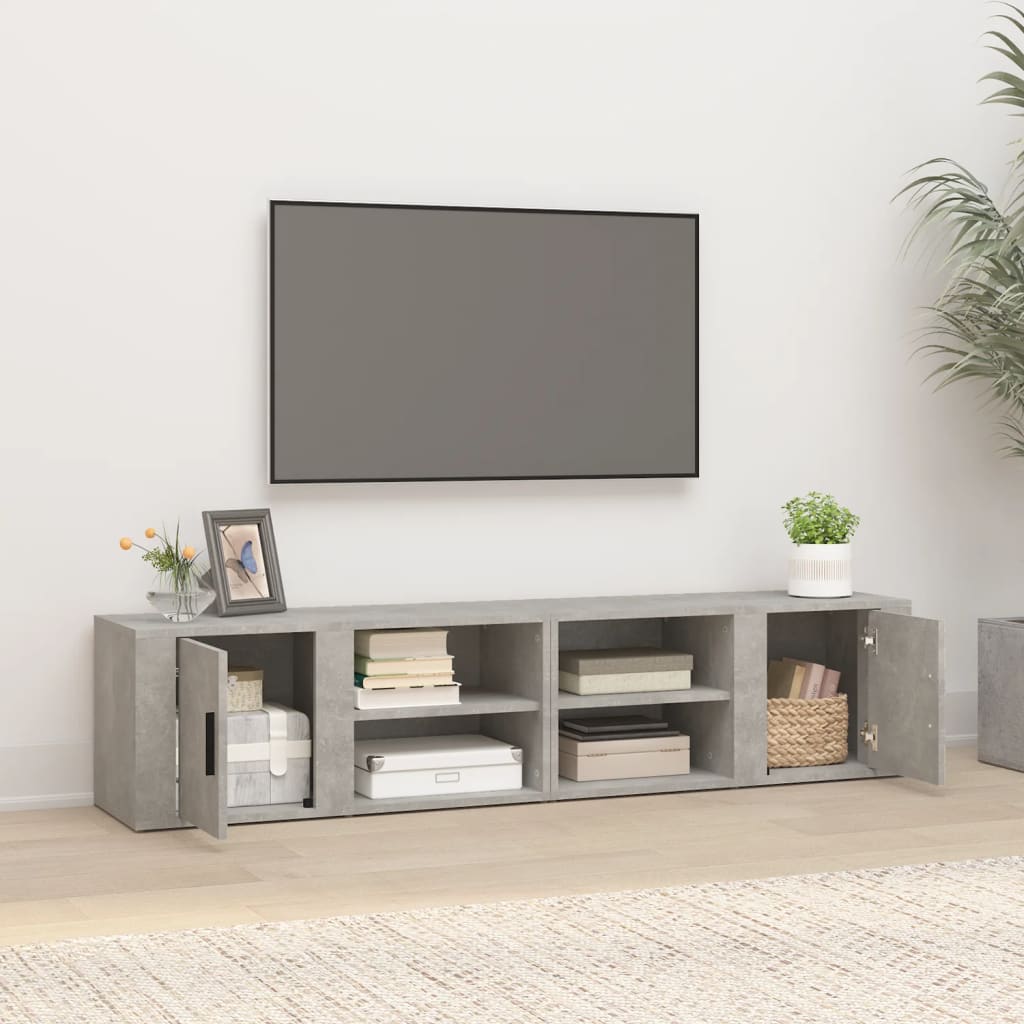 vidaXL TV Cabinets 2 pcs Concrete Grey 80x31.5x36 cm Engineered Wood