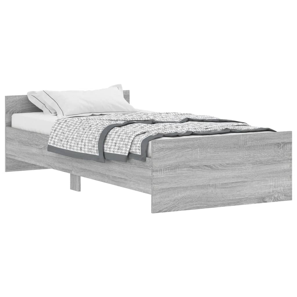 vidaXL Bed Frame without Mattress Grey Sonoma 90x190 cm Single Engineered Wood