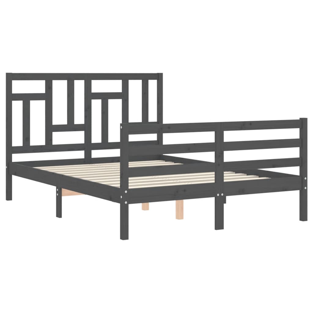 vidaXL Bed Frame without Mattress Grey 140x190 cm Solid Wood