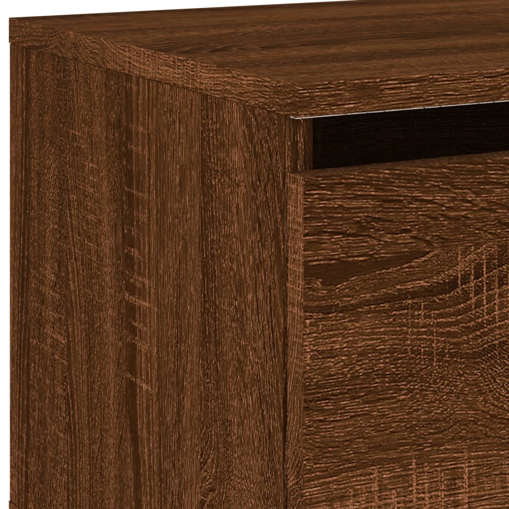 vidaXL Wall-mounted Bedside Cabinet with LED Lights Brown Oak