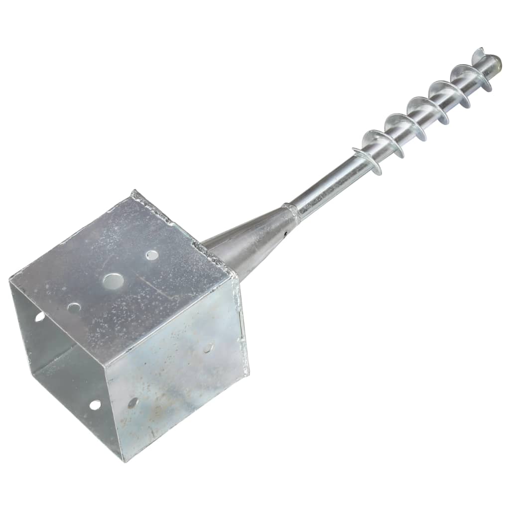 vidaXL Ground Spikes 2 pcs Silver 14x14x58 cm Galvanised Steel