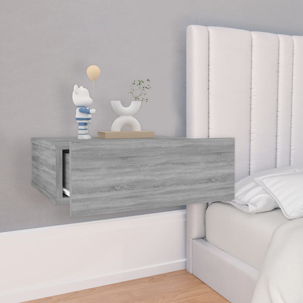 vidaXL Floating Nightstands 2pcs Grey Sonoma 40x30x15cm Engineered Wood