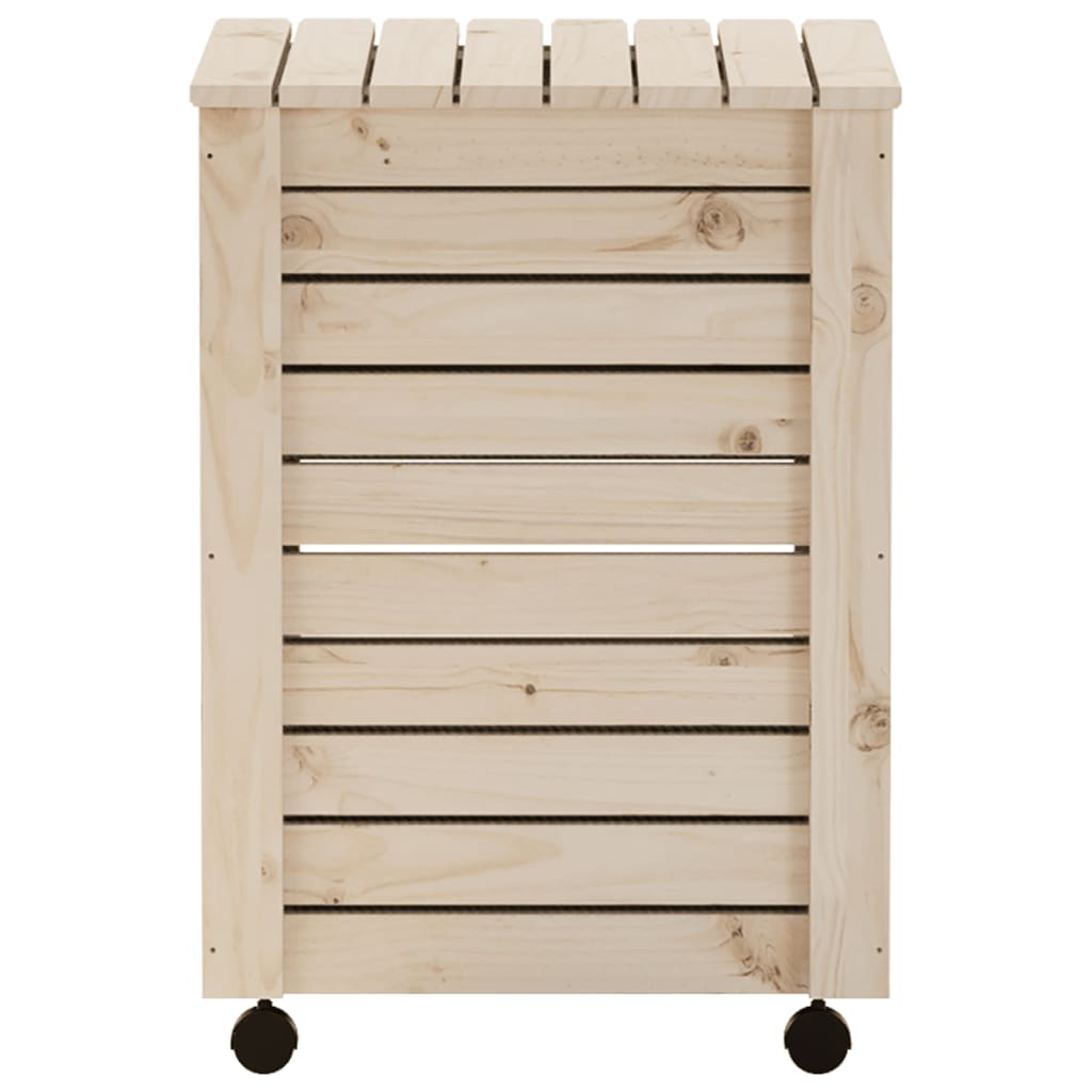 vidaXL Laundry Basket with Wheels RANA 45x45x64 cm Solid Wood Pine