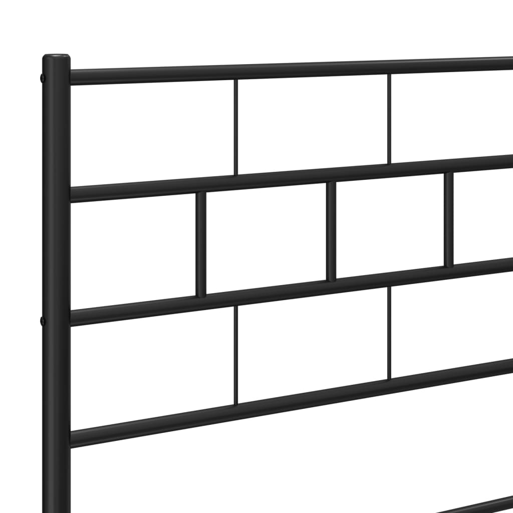 vidaXL Metal Bed Frame without Mattress with Headboard Black 120x190 cm Small Double