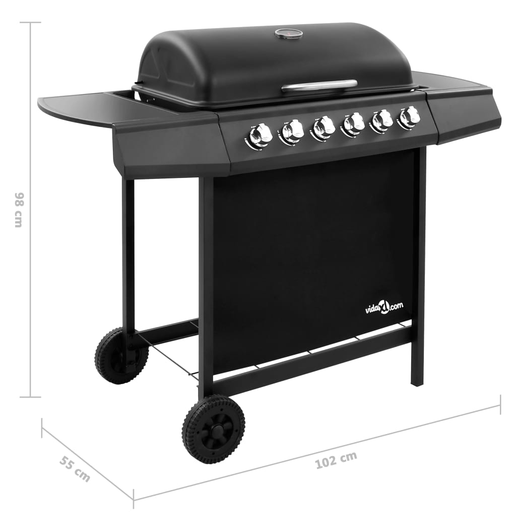 vidaXL Gas BBQ Grill with 6 Burners Black