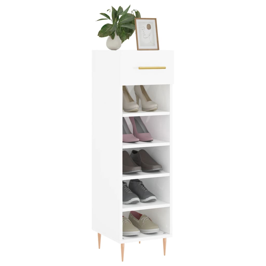 vidaXL Shoe Cabinet High Gloss White 30x35x105 cm Engineered Wood