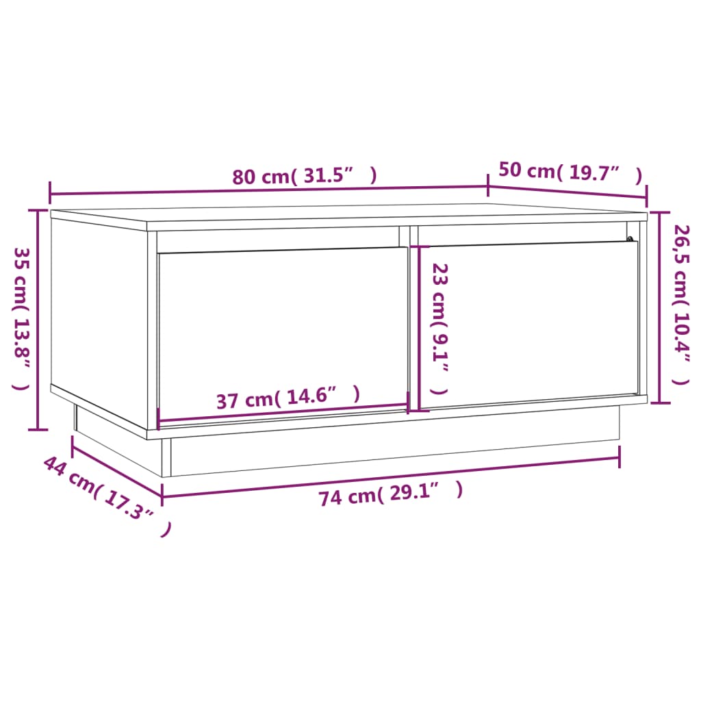 vidaXL Coffee Table Honey Brown 80x50x35 cm Solid Wood Pine