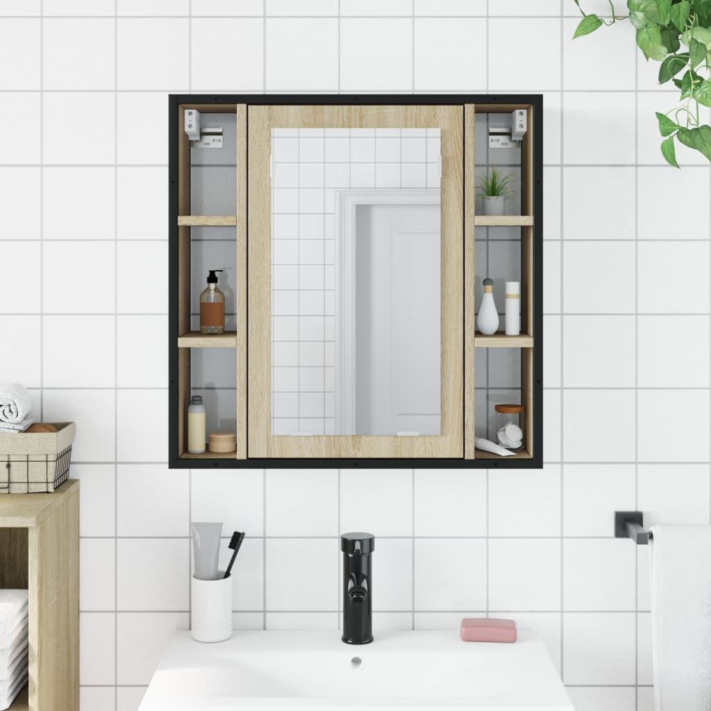 vidaXL Bathroom Mirror Cabinet Sonoma Oak 60x16x60 cm Engineered Wood