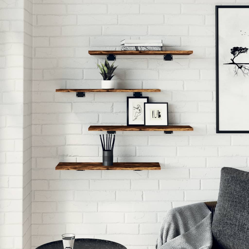 vidaXL Wall Shelves 4 pcs Smoked Oak 60x20x1.5 cm Engineered Wood