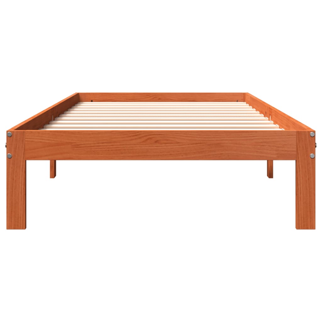 vidaXL Bed Frame without Mattress Wax Brown 100x200 cm Solid Wood Pine