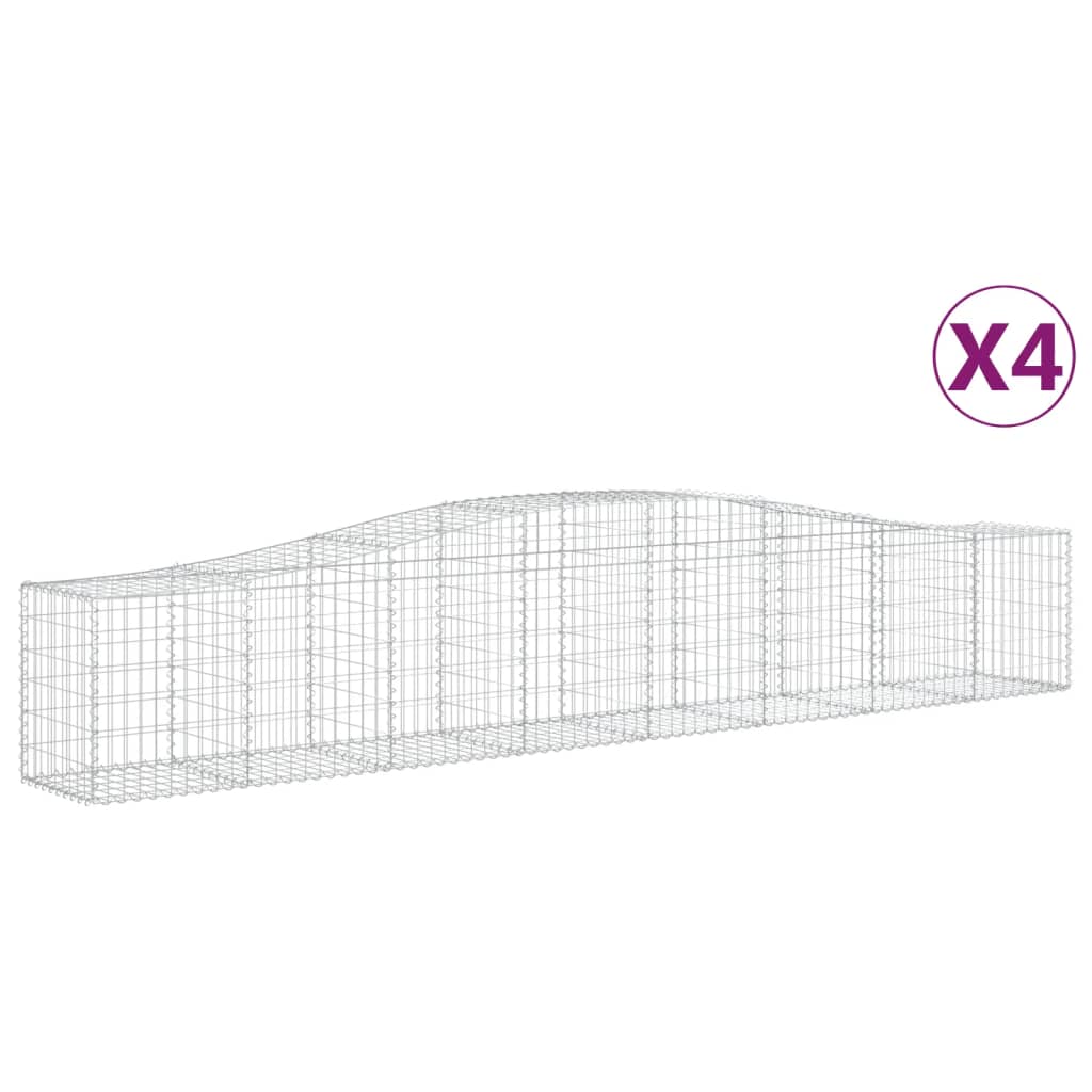 vidaXL Arched Gabion Baskets 4 pcs 400x50x60/80 cm Galvanised Iron