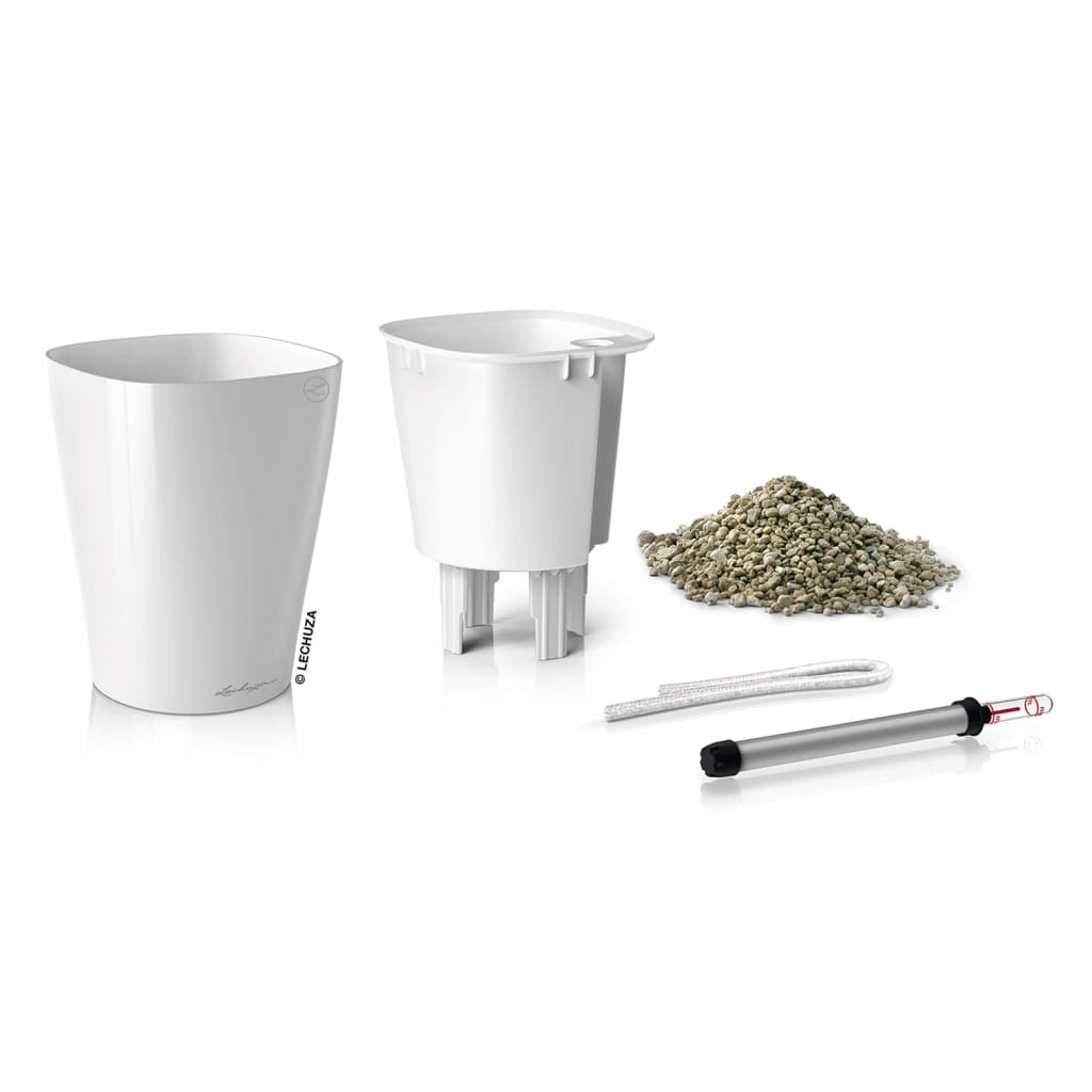 LECHUZA Planter DELTINI ALL-IN-ONE High-gloss White