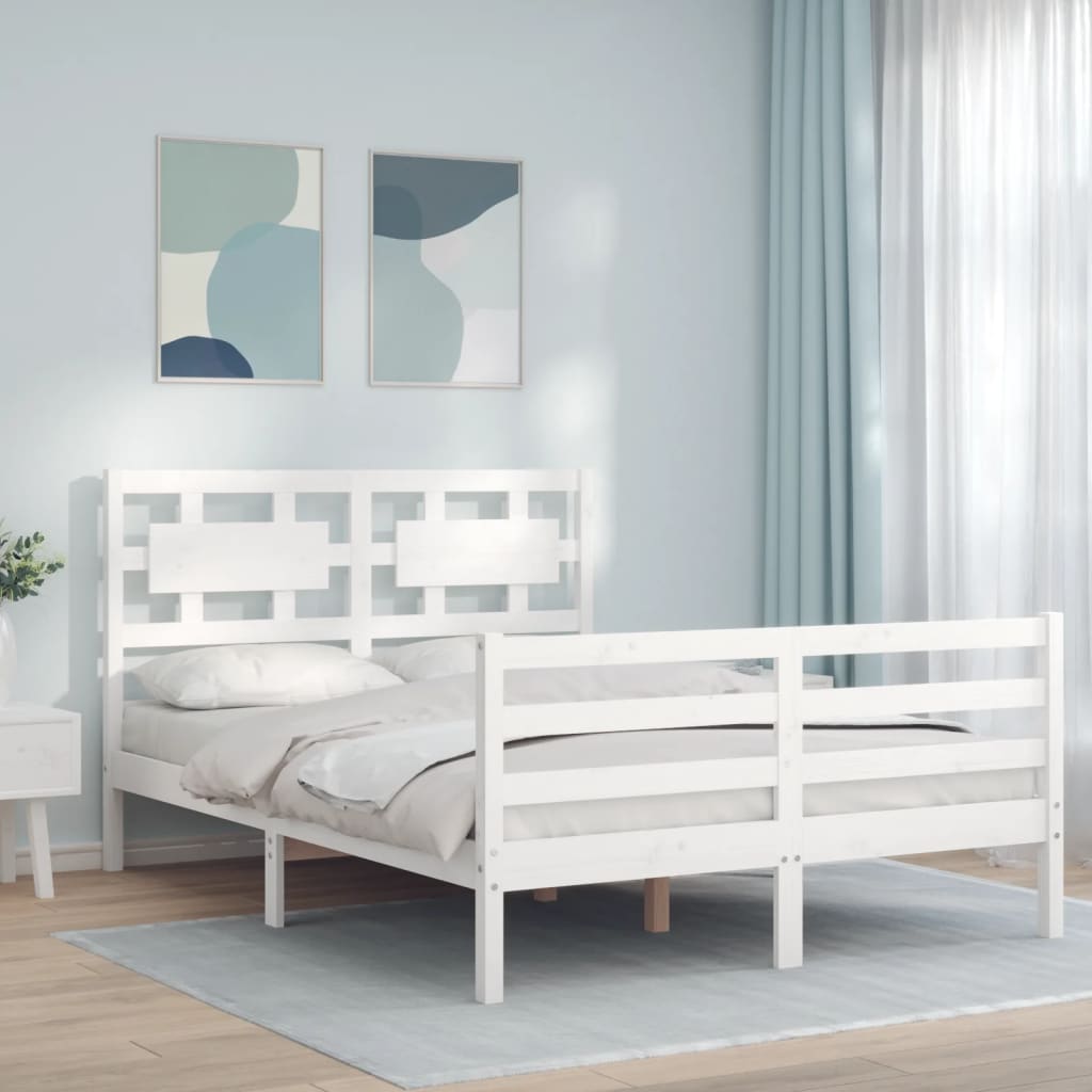 vidaXL Bed Frame without Mattress White 140x200 cm Solid Wood