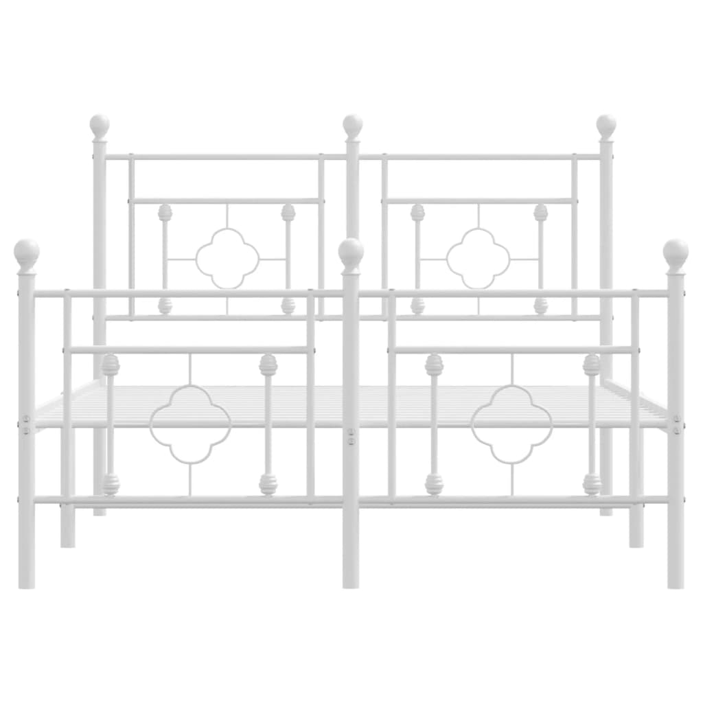 vidaXL Metal Bed Frame without Mattress with Footboard White 120x200 cm