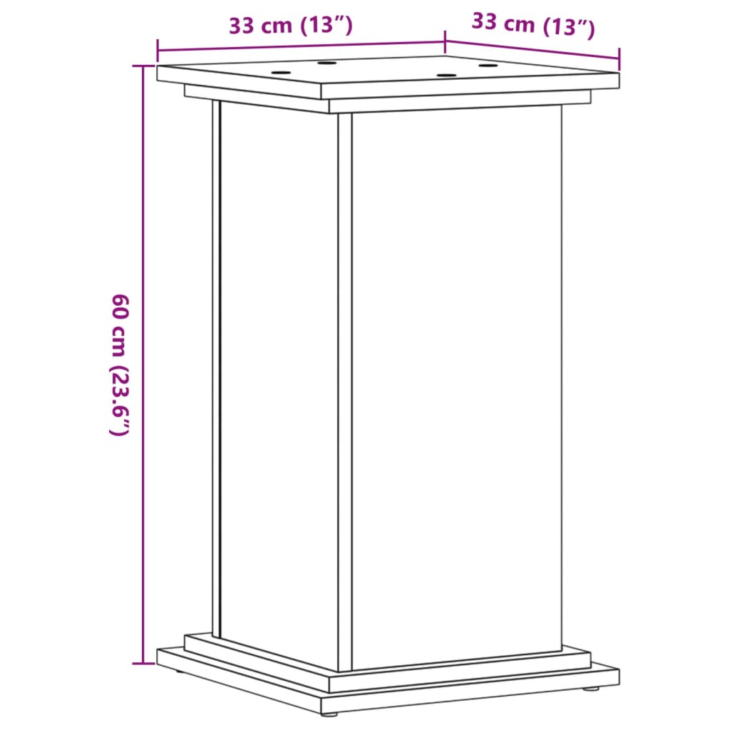 vidaXL Plant Stand Smoked Oak 33x33x60 cm Engineered Wood