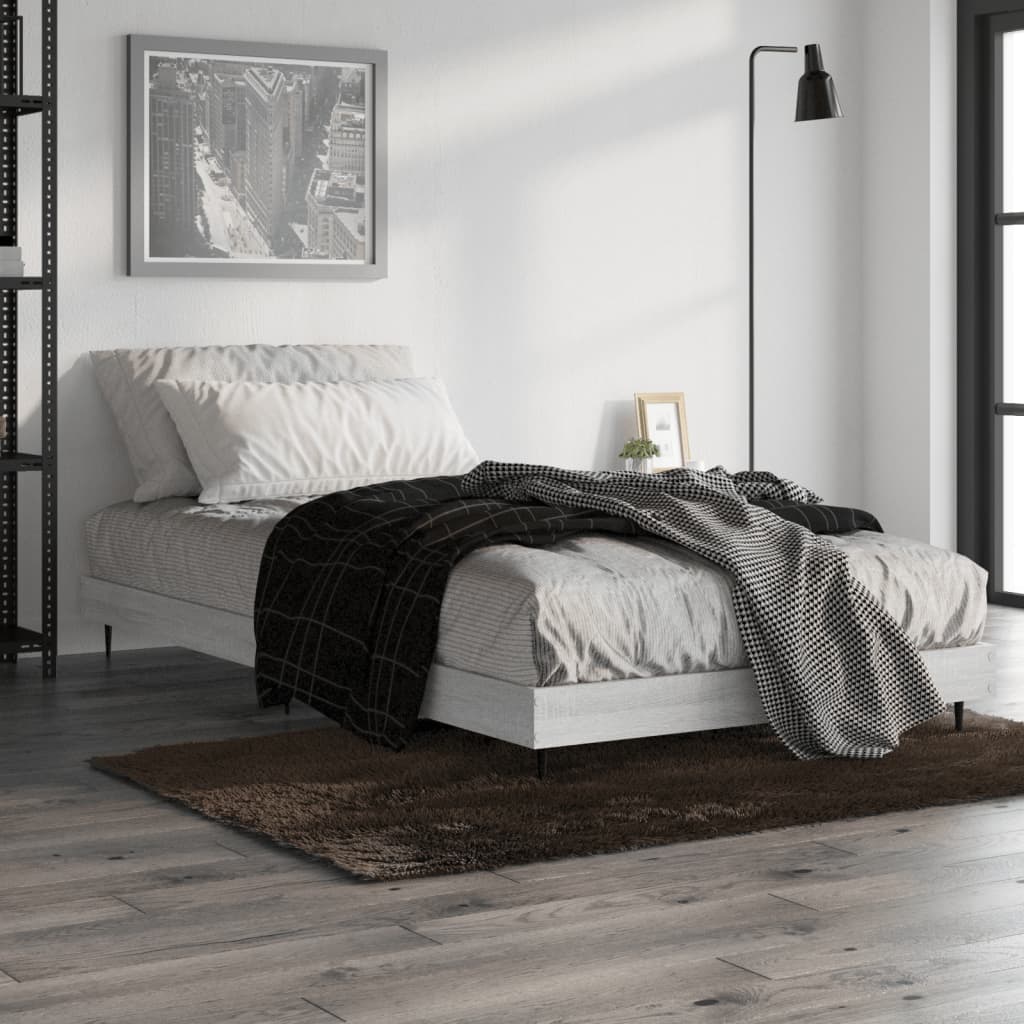 vidaXL Bed Frame without Mattress Grey Sonoma 100x200 cm Engineered Wood