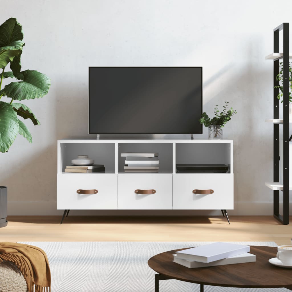 vidaXL TV Cabinet High Gloss White 102x36x50 cm Engineered Wood