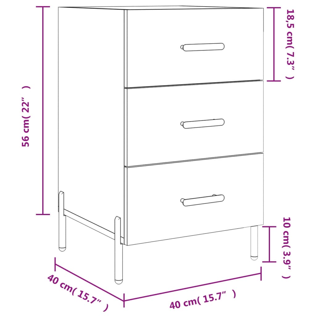 vidaXL Bedside Cabinet Brown Oak 40x40x66 cm Engineered Wood