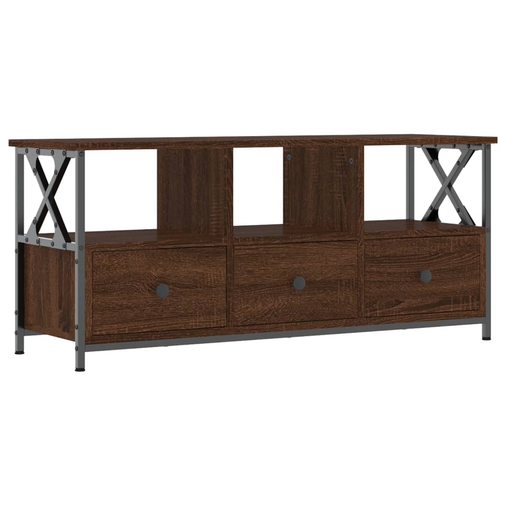 vidaXL TV Cabinet Brown Oak 102x33x45 cm Engineered Wood&Iron