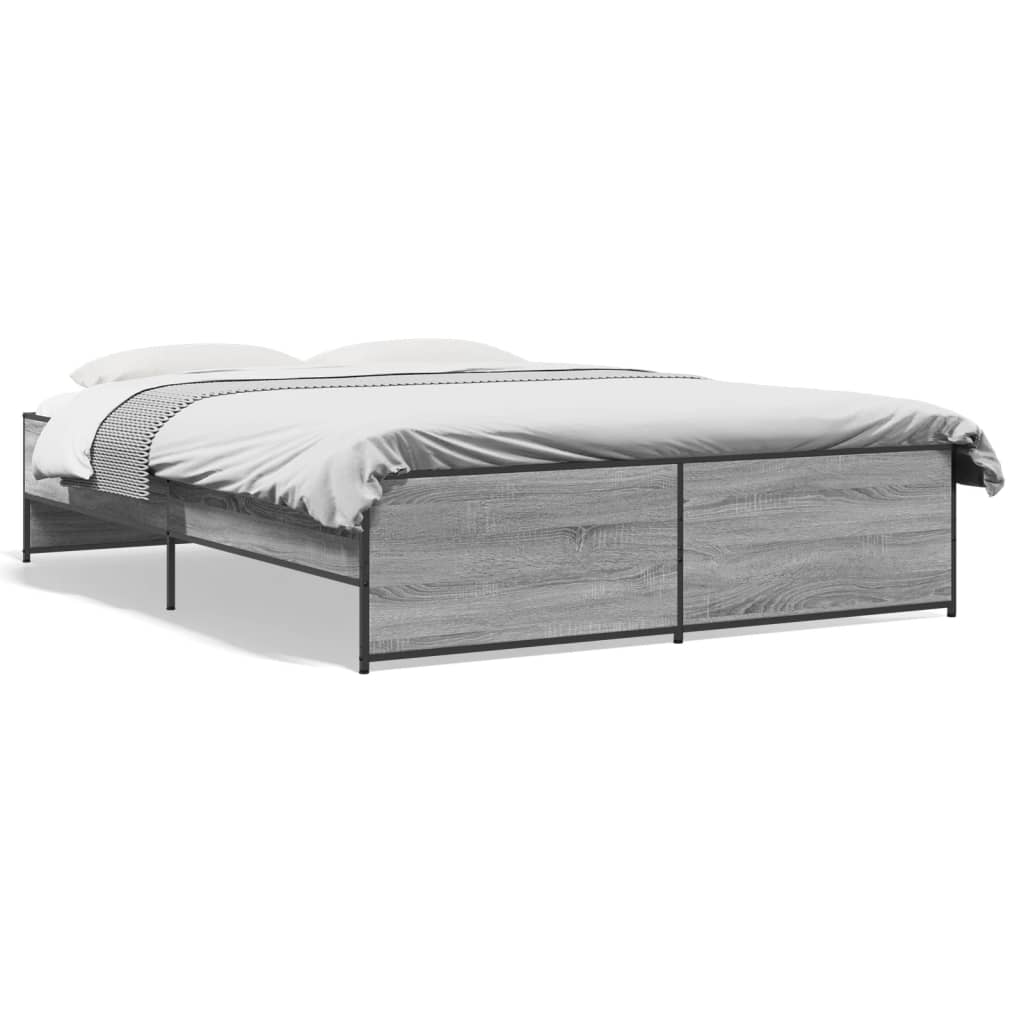 vidaXL Bed Frame without Mattress Grey Sonoma 140x200 cm