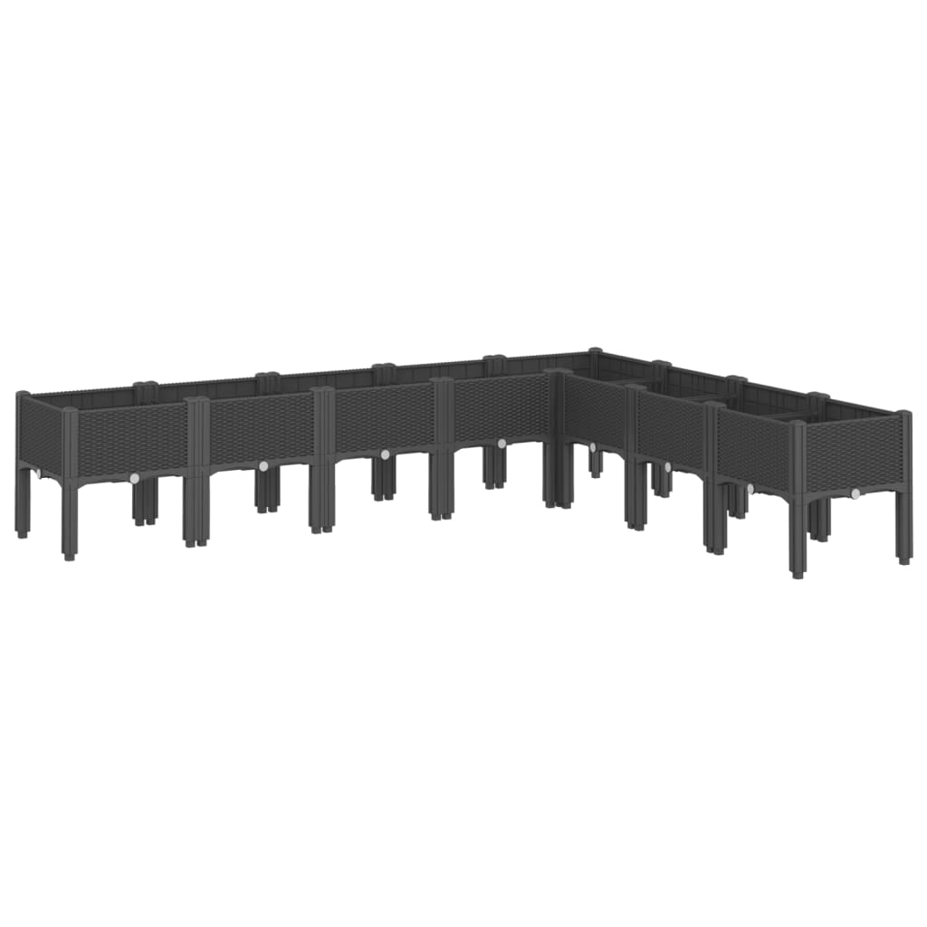 vidaXL Garden Planter with Legs Black 200x160x42 cm PP