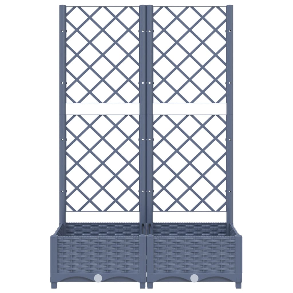 vidaXL Garden Planter with Trellis Dark Grey 80x40x121.5 cm PP