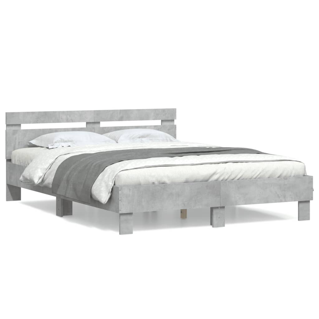 vidaXL Bed Frame without Mattress Concrete Grey 140x200 cm