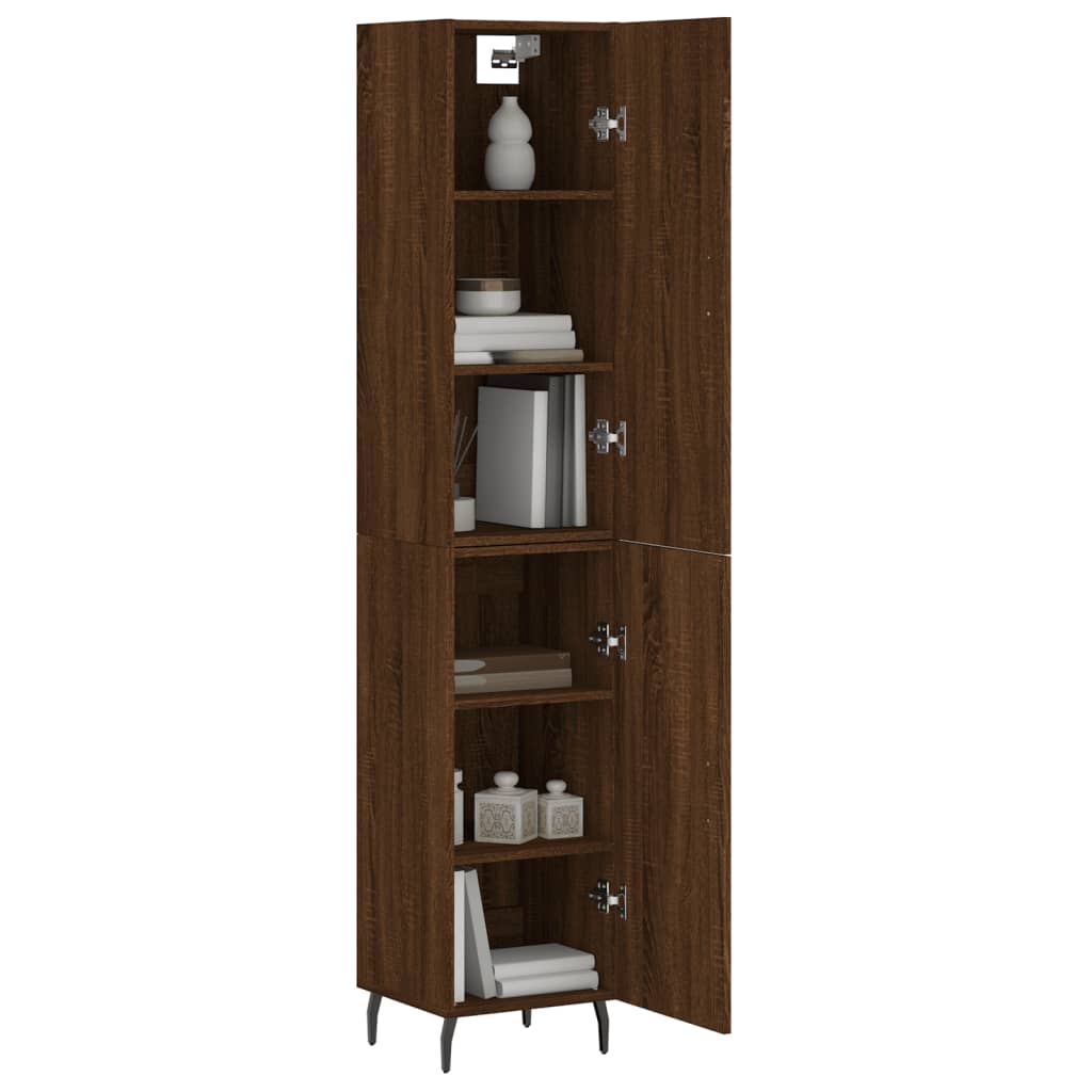 vidaXL Highboard Brown Oak 34.5x34x180 cm Engineered Wood