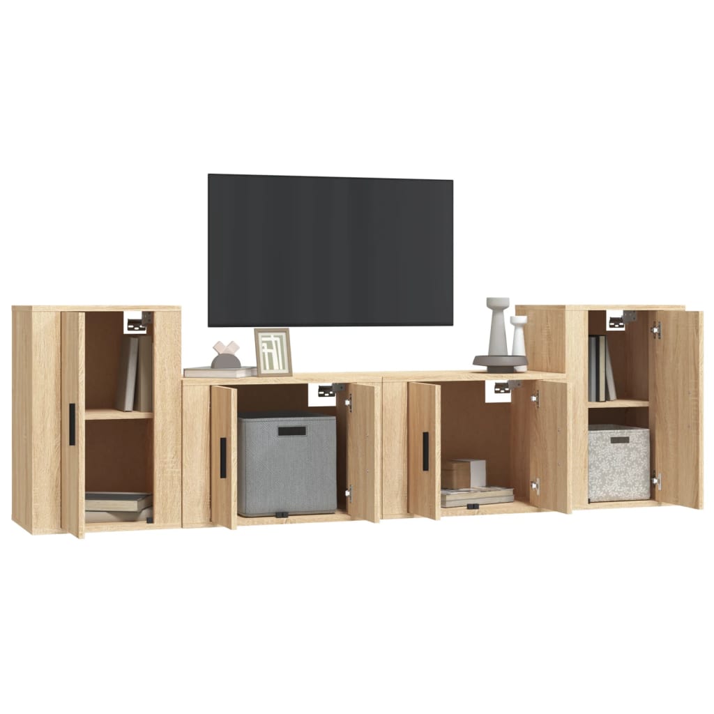 vidaXL 4 Piece TV Cabinet Set Sonoma Oak Engineered Wood