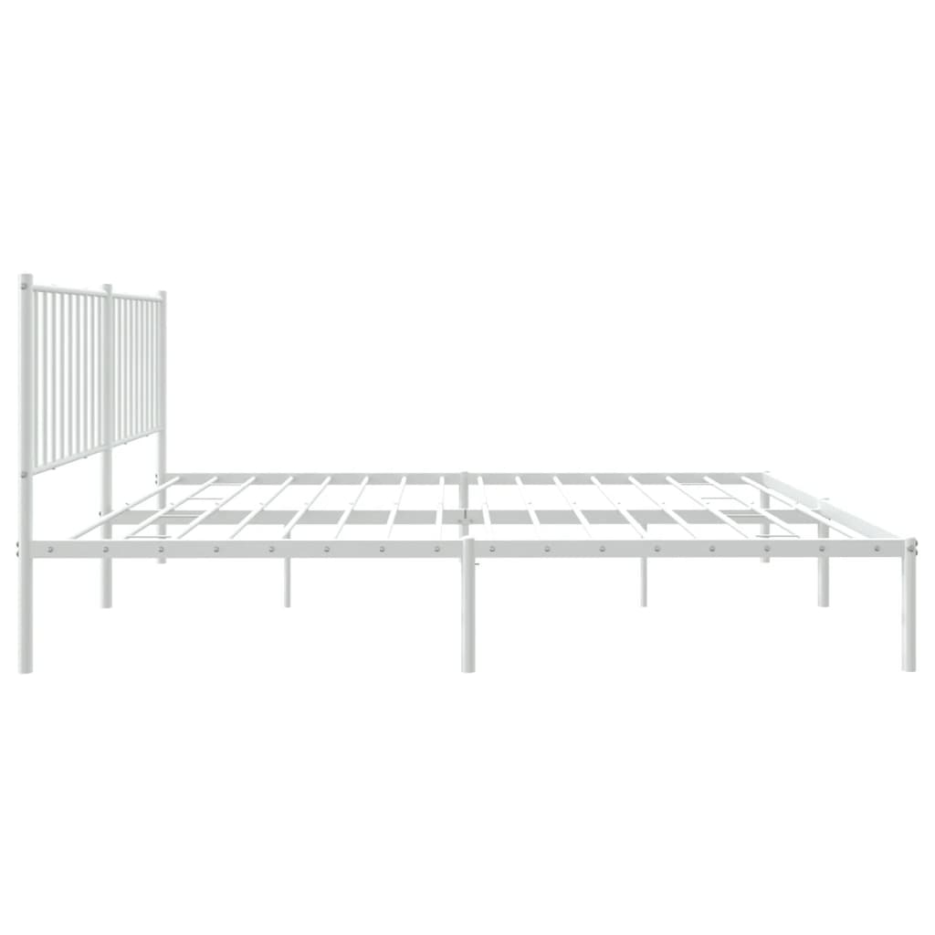 vidaXL Metal Bed Frame without Mattress with Headboard White 150x200 cm King Size