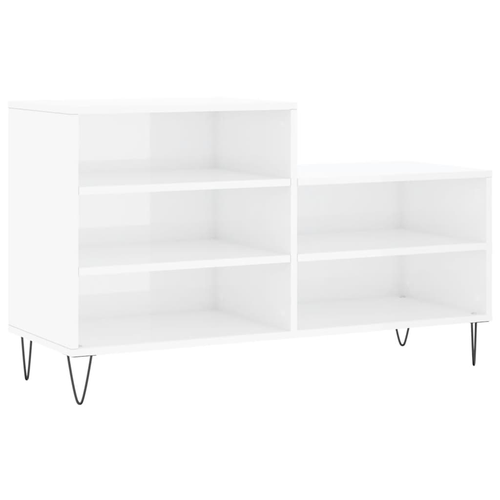 vidaXL Shoe Cabinet High Gloss White 102x36x60 cm Engineered Wood