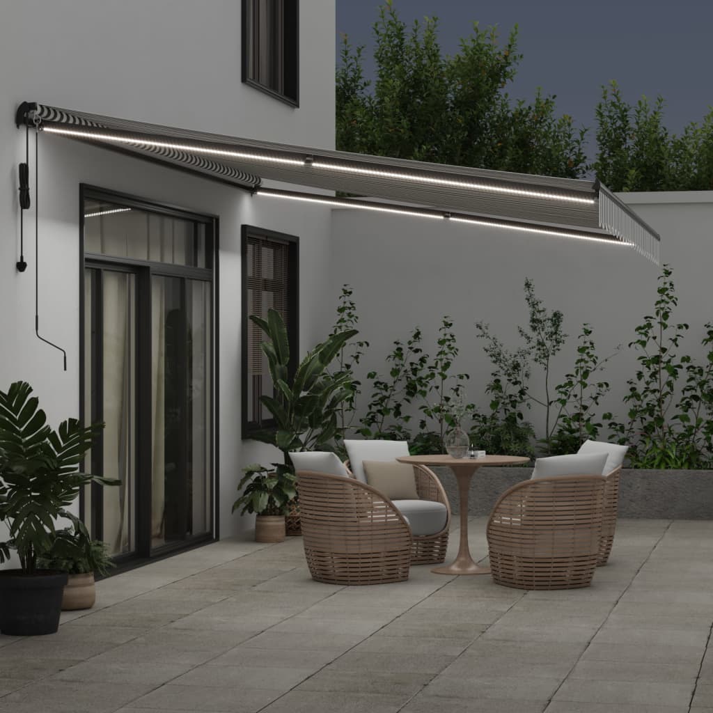 vidaXL Automatic Retractable Awning with LEDs Anthracite&White 500x300 cm