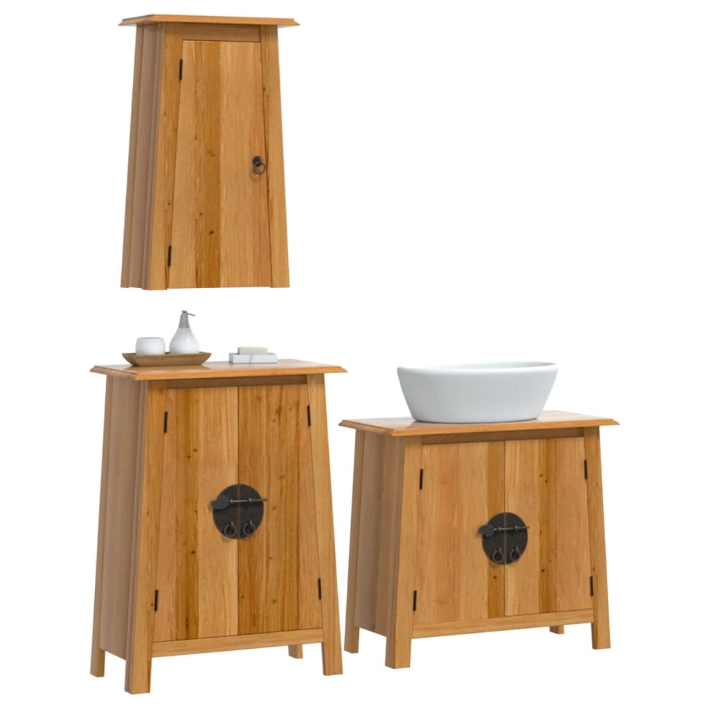 vidaXL 3 Piece Bathroom Furniture Set Solid Wood Pine