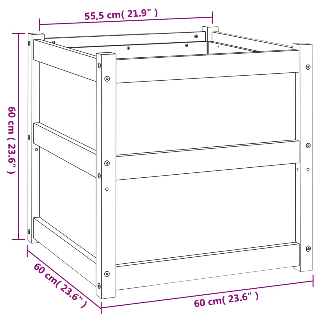 vidaXL Garden Planter Wax Brown 60x60x60 cm Solid Wood Pine