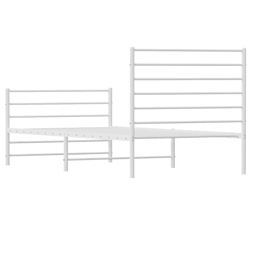 vidaXL Metal Bed Frame without Mattress with Footboard White 90x200 cm