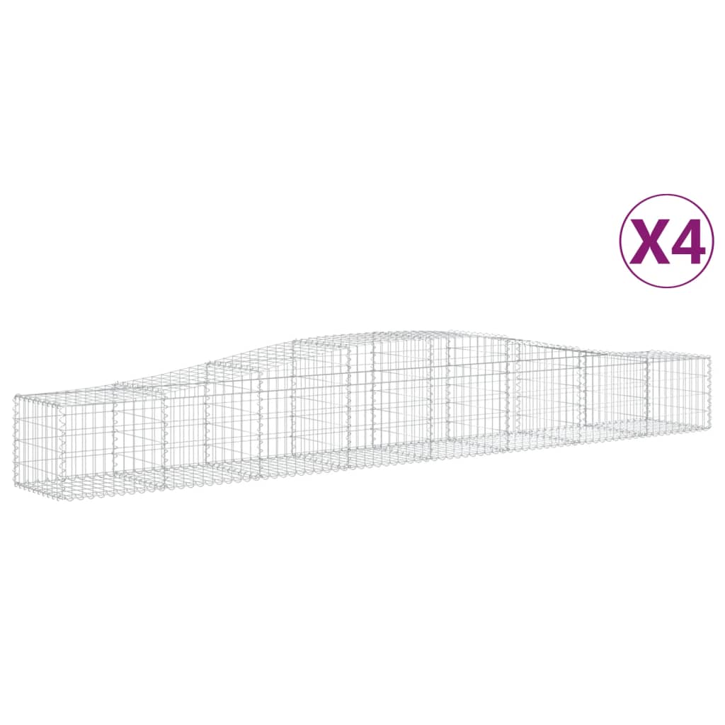 vidaXL Arched Gabion Baskets 4 pcs 400x50x40/60 cm Galvanised Iron