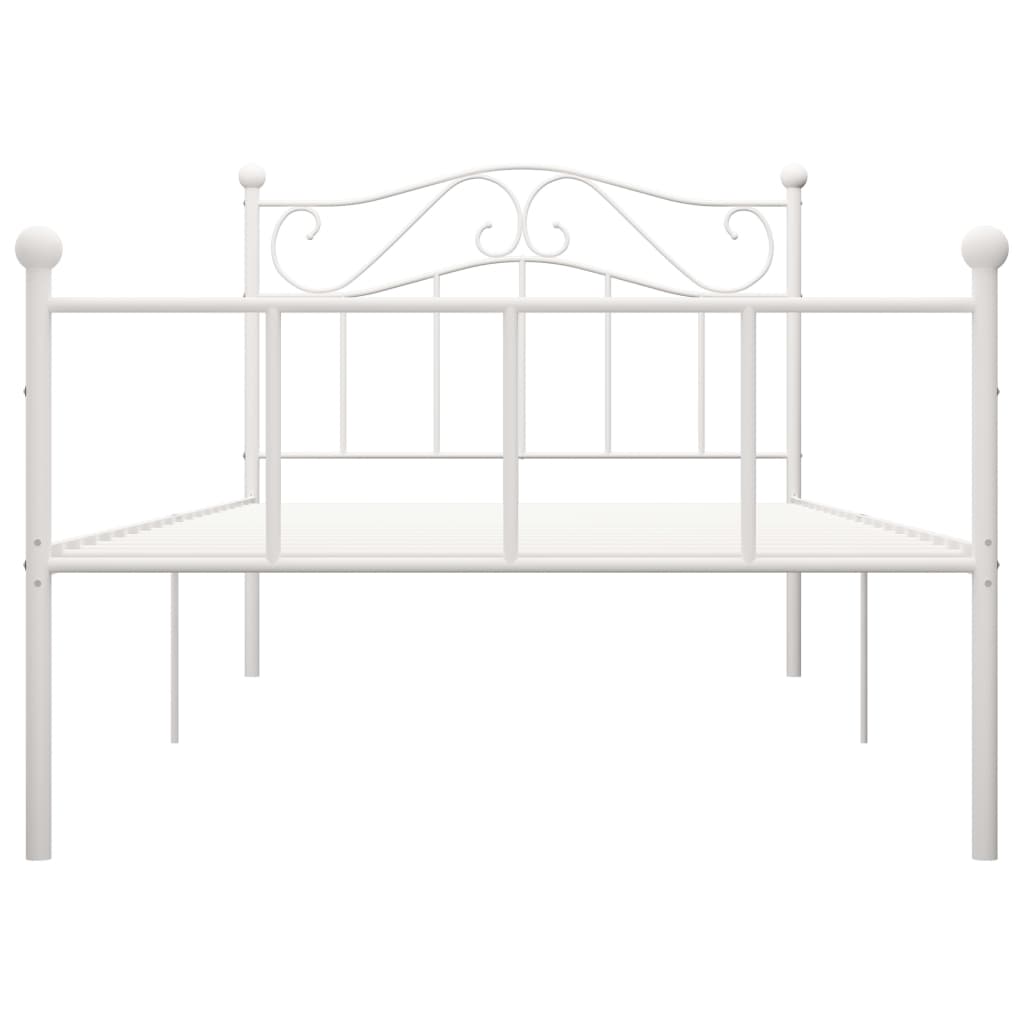 vidaXL Bed Frame without Mattress White Metal 90x200 cm